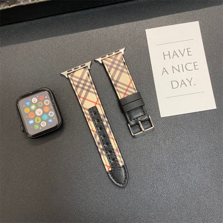 Burberry バーバリーブランド Apple Watch 9 10 ultra バンド 華奢革 交換バンド高級感 Apple Watch 10 9 8 7 se2/6/5/4/3/2/1ベルト 軽量 フィット 通気性ハイブランドアップルウォッチ10 9 8/se2革ベルト 耐久性ブランド apple watch ultra 2 49mmシリコンバンド 痛くない