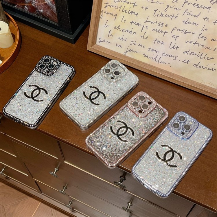 Chanel アイフォン16 15プロ/14/13スマホケース レディース向け シャネル ハイブランド iphone16/15/14/13Proケース キラキラ iphone16/15/14ブランドケース 輝き レディース