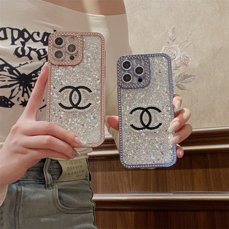 Chanel アイフォン16 15プロ/14/13スマホケース レディース向け シャネル ハイブランド iphone16/15/14/13Proケース キラキラ iphone16/15/14ブランドケース 輝き レディース