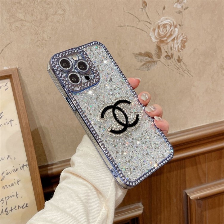 Chanel アイフォン16 15プロ/14/13スマホケース レディース向け シャネル ハイブランド iphone16/15/14/13Proケース キラキラ iphone16/15/14ブランドケース 輝き レディース