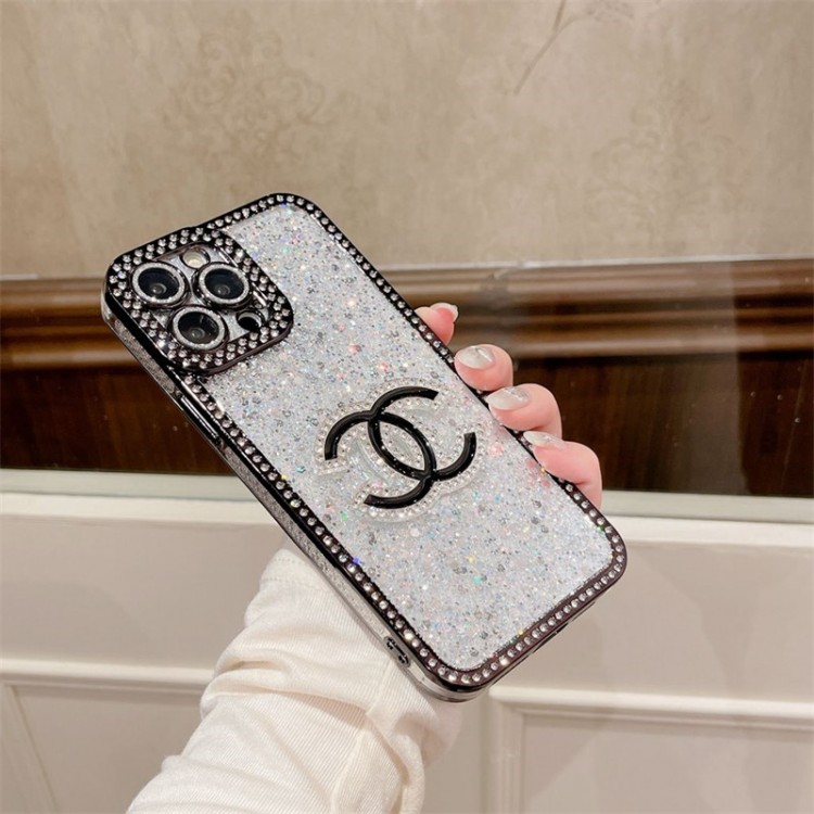 Chanel アイフォン16 15プロ/14/13スマホケース レディース向け シャネル ハイブランド iphone16/15/14/13Proケース キラキラ iphone16/15/14ブランドケース 輝き レディース