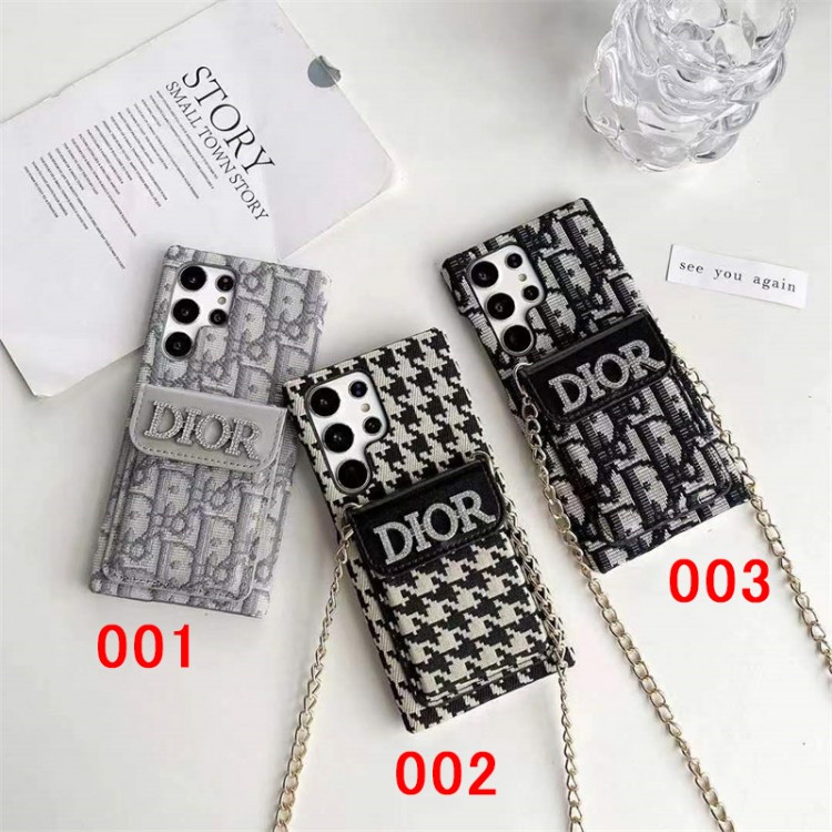 Dior ギャラクシーs23 s24 ultra Plus ブランドケース ポケット付き ディオール Galaxy s23/s24 ultraスマホケース 斜め掛け galaxy s24 ultra/s23 s22ケース 落下保護 galaxy s23/s24ブランドケース 女性向け