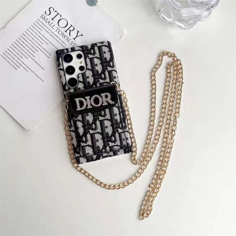 Dior ギャラクシーs23 s24 ultra Plus ブランドケース ポケット付き ディオール Galaxy s23/s24 ultraスマホケース 斜め掛け galaxy s24 ultra/s23 s22ケース 落下保護 galaxy s23/s24ブランドケース 女性向け