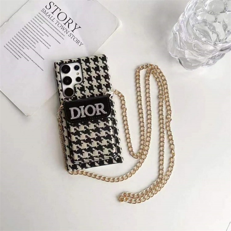 Dior ギャラクシーs23 s24 ultra Plus ブランドケース ポケット付き ディオール Galaxy s23/s24 ultraスマホケース 斜め掛け galaxy s24 ultra/s23 s22ケース 落下保護 galaxy s23/s24ブランドケース 女性向け