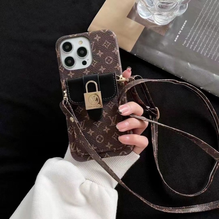 メンズ レディースLouis Vuitton iphone 15 plus/12 pro max/14 pro max/13ケースルイヴィトンアイフォン15プロスマホケースショルダーストラップ付きカード入れ古典的人気iphone15/14/13/12 pro maxカバー