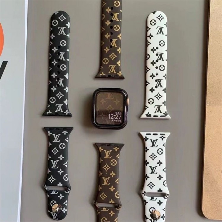 Lv ルイヴィトン高級感 Apple Watch 10 9 8 7  se2/6/5/4/3/2/1ベルト 軽量 フィット 通気性 ハイブランドアップルウォッチ10 9 8/se2革ベルト 耐久性ブランドiwatch 7 8 9 10バンド 丈夫ブランド apple watch ultra 2 49mmシリコンバンド 痛くない