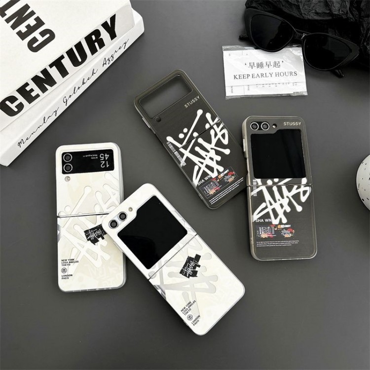 Stussy ステューシーgalaxy z flip5 6 4 3ブランドケースコピーハイブランドgalaxy z flip6 5/z flip4/z flip3折りたたみケースファッションgalaxy z flip6 5/z flip4/z flip3ケースブランド高級感galaxyz flip5/z flip4ブランドケース