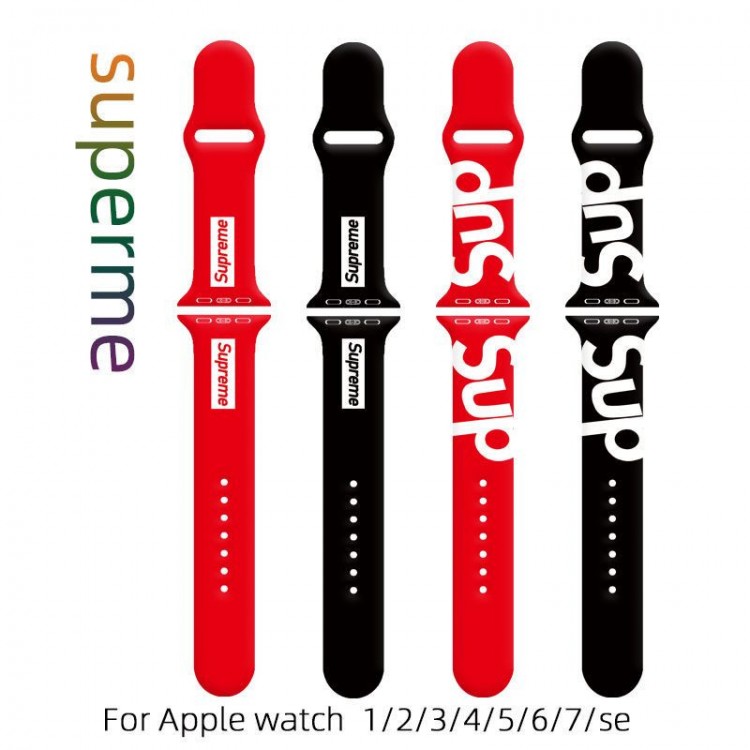 Supreme シュプリームブランド Apple Watch 10 9 ultra バンド 華奢革 交換バンド高級感 Apple Watch9 8 7  se2/6/5/4/3/2/1ベルト 軽量 フィット 通気性男性向けアップルウオッチ se2/7 8 9 スポーツベルト 上質ブランド apple watch ultra 2 49mmシリコンバンド 痛くない